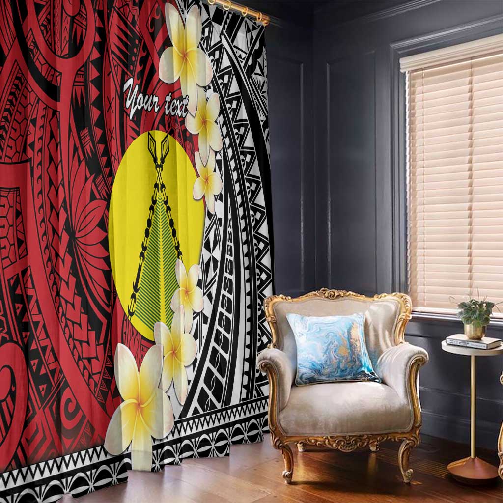 Sigave Chiefdom Wallis and Futuna Personalized Window Curtain Frangipani Flowers Polynesian Pattern