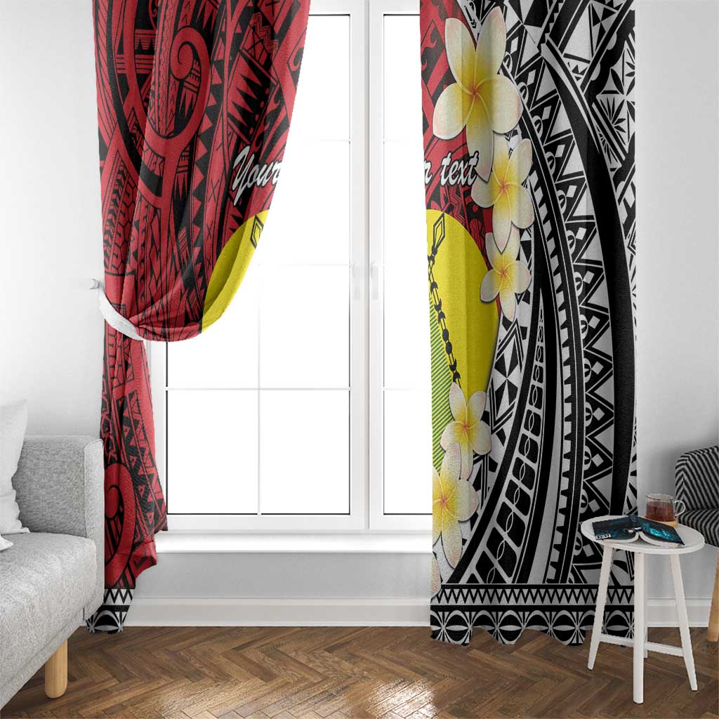 Sigave Chiefdom Wallis and Futuna Personalized Window Curtain Frangipani Flowers Polynesian Pattern