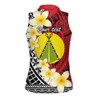 Sigave Chiefdom Wallis and Futuna Personalized Women Sleeveless Polo Shirt Frangipani Flowers Polynesian Pattern