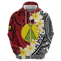 Sigave Chiefdom Wallis and Futuna Personalized Zip Hoodie Frangipani Flowers Polynesian Pattern