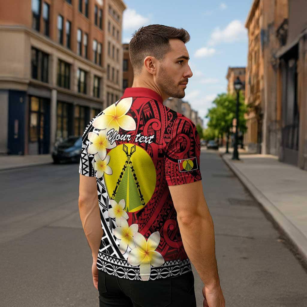 Sigave Chiefdom Wallis and Futuna Personalized Zipper Polo Shirt Frangipani Flowers Polynesian Pattern - Polynesian Pride