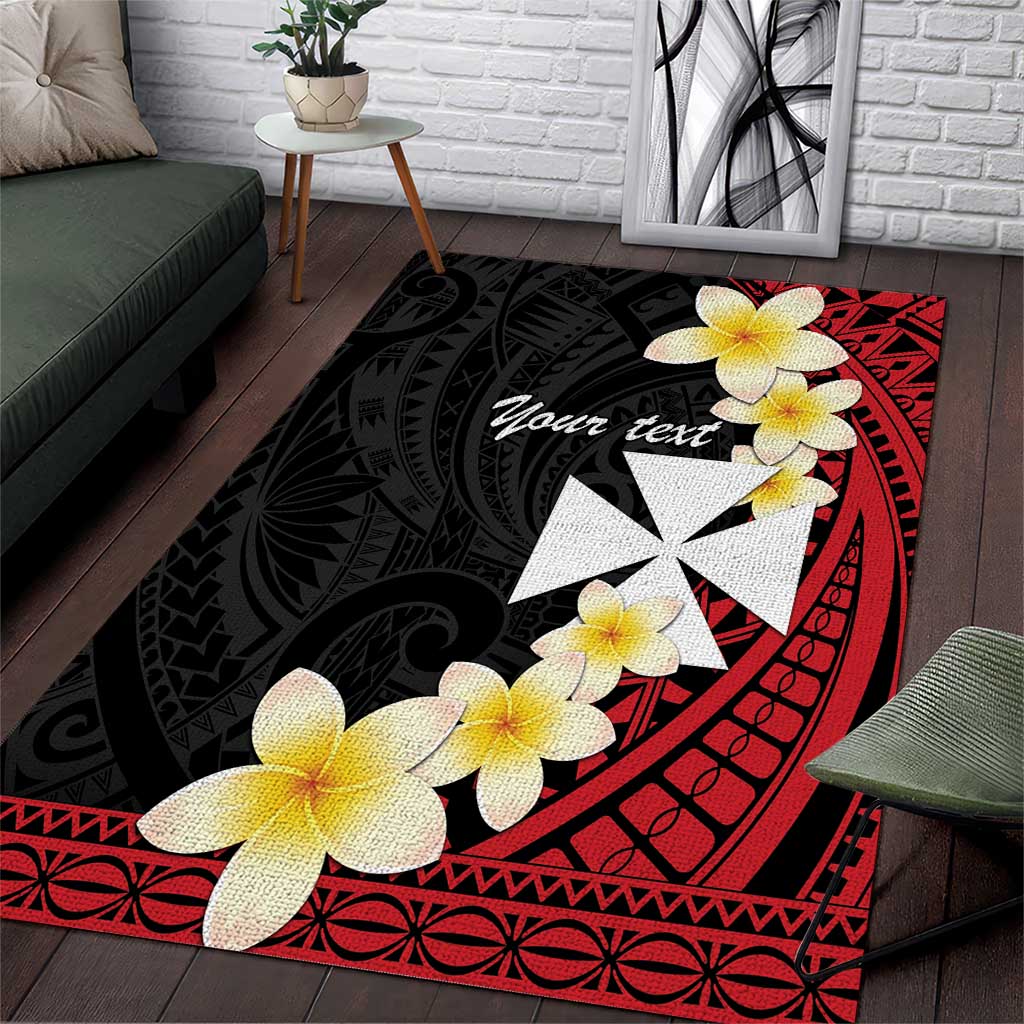 Uvea Chiefdom Wallis and Futuna Personalized Area Rug Frangipani Flowers Polynesian Pattern