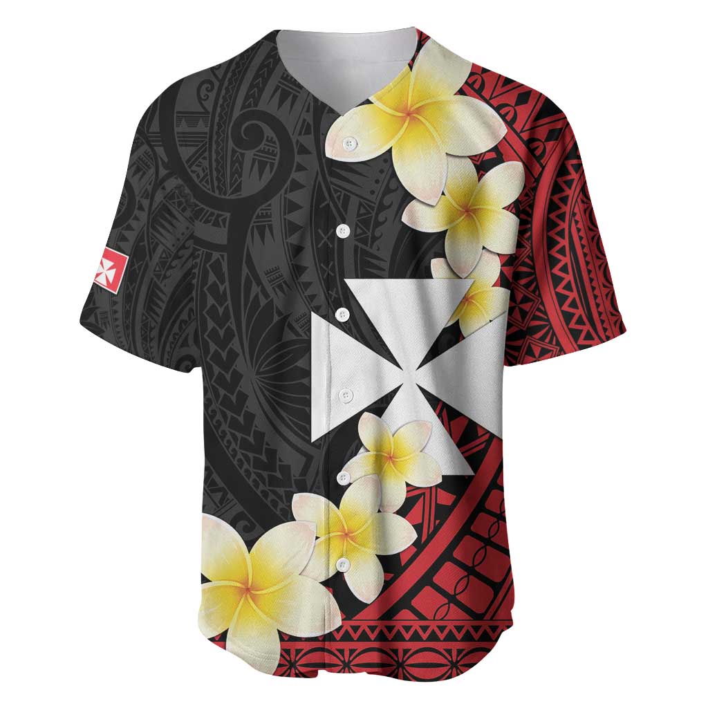 Uvea Chiefdom Wallis and Futuna Personalized Baseball Jersey Frangipani Flowers Polynesian Pattern