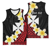Uvea Chiefdom Wallis and Futuna Personalized Basketball Jersey Frangipani Flowers Polynesian Pattern - Polynesian Pride