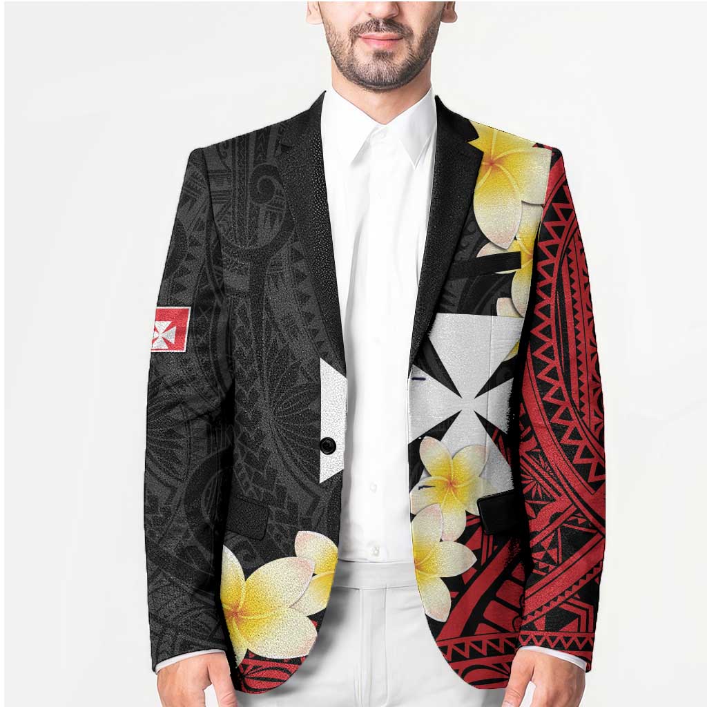 Uvea Chiefdom Wallis and Futuna Personalized Blazer Frangipani Flowers Polynesian Pattern - Polynesian Pride