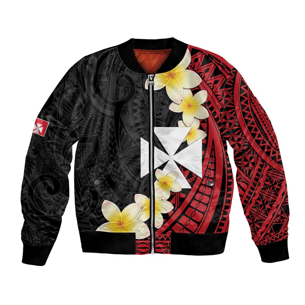 Uvea Chiefdom Wallis and Futuna Personalized Bomber Jacket Frangipani Flowers Polynesian Pattern