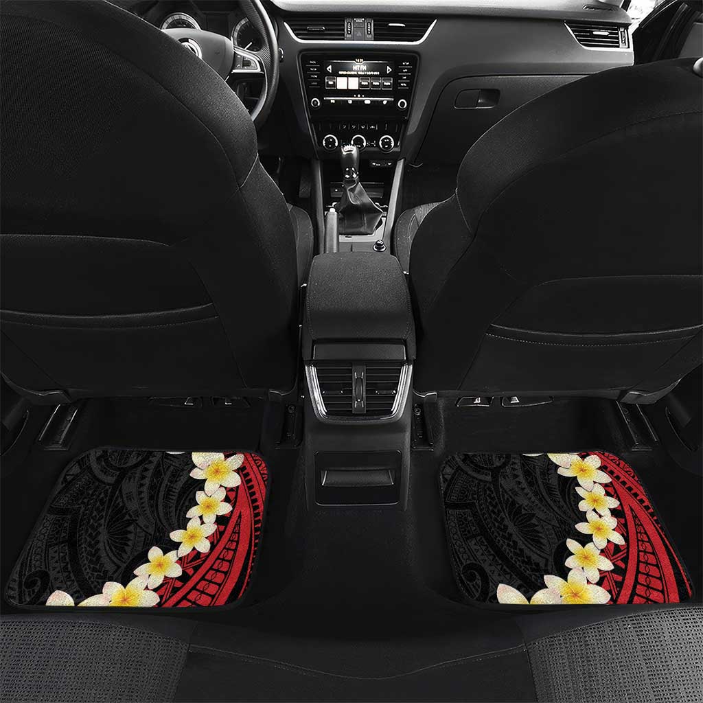 Uvea Chiefdom Wallis and Futuna Personalized Car Mats Frangipani Flowers Polynesian Pattern