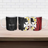 Uvea Chiefdom Wallis and Futuna Personalized Ceramic Mug Frangipani Flowers Polynesian Pattern - Polynesian Pride