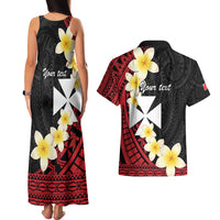 Uvea Chiefdom Wallis and Futuna Personalized Couples Matching Tank Maxi Dress and Hawaiian Shirt Frangipani Flowers Polynesian Pattern