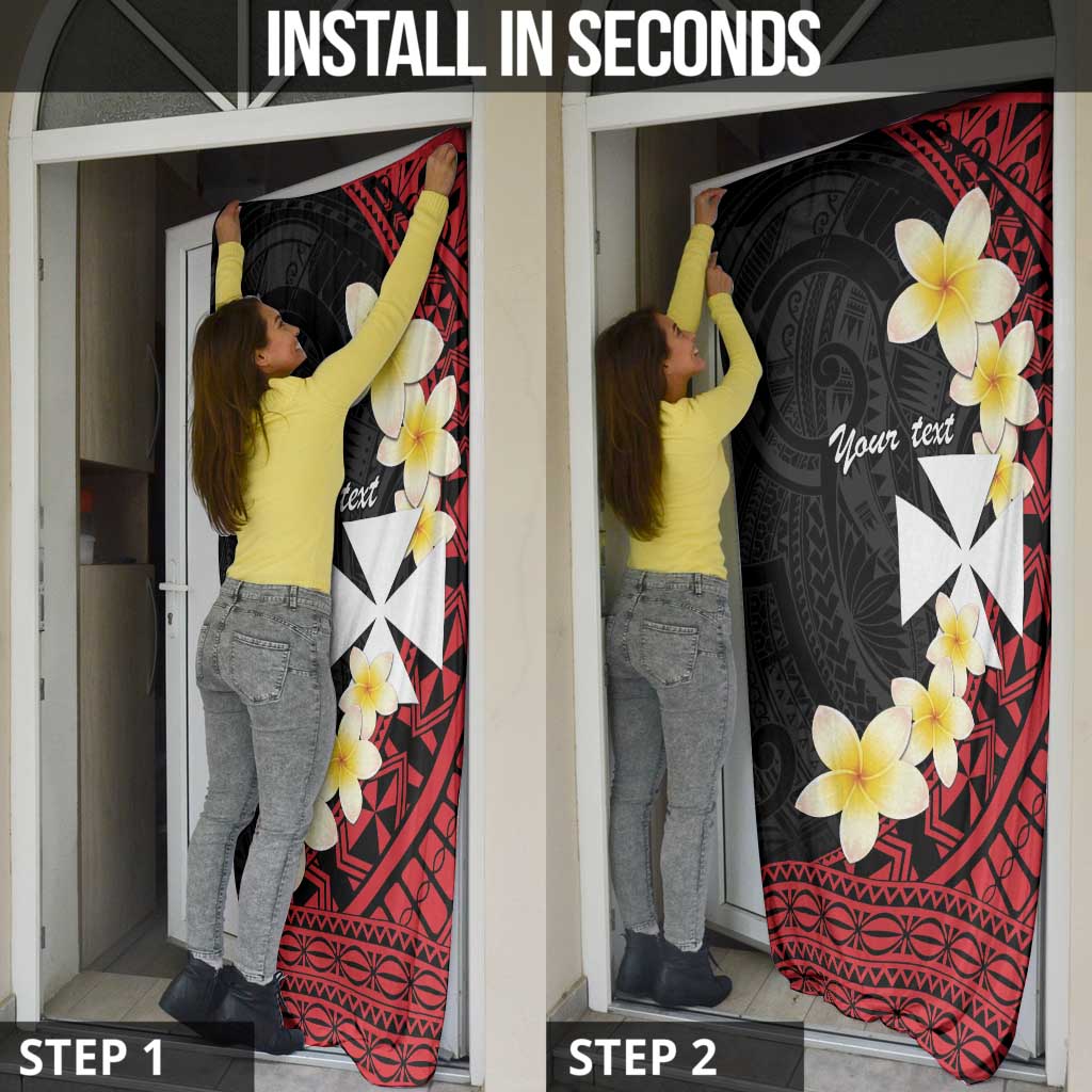 Uvea Chiefdom Wallis and Futuna Personalized Door Cover Frangipani Flowers Polynesian Pattern - Polynesian Pride
