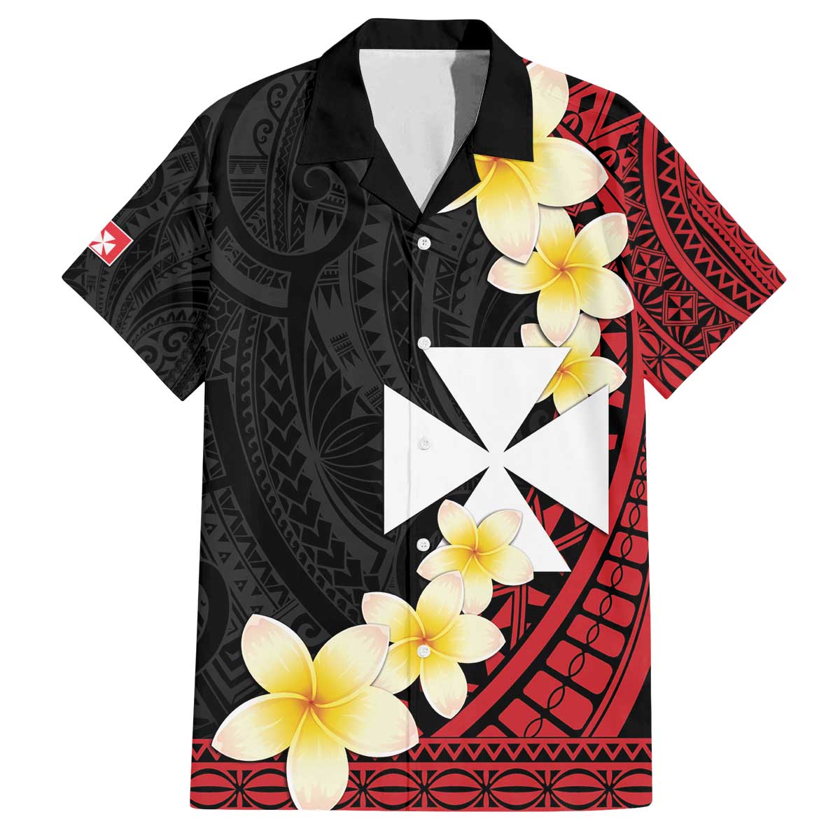 Uvea Chiefdom Wallis and Futuna Personalized Family Matching Off The Shoulder Long Sleeve Dress and Hawaiian Shirt Frangipani Flowers Polynesian Pattern
