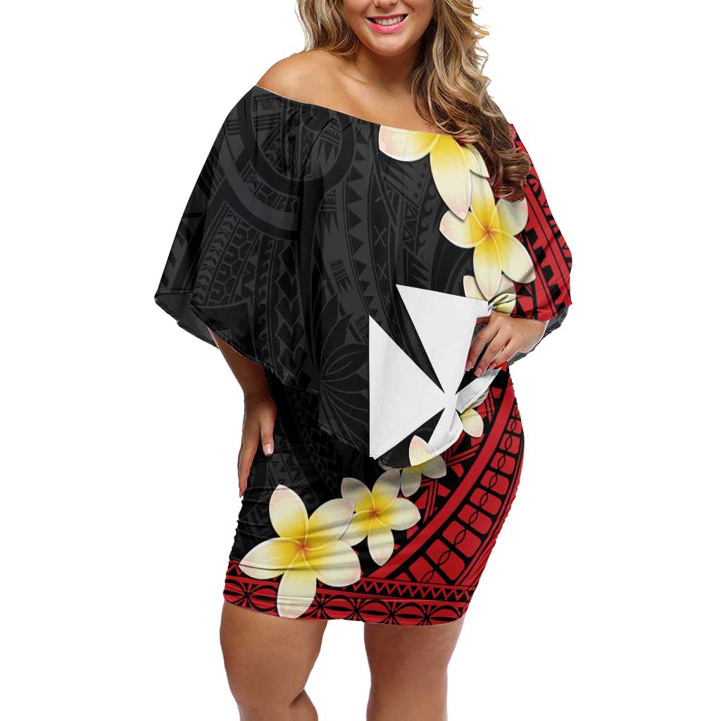 Uvea Chiefdom Wallis and Futuna Personalized Family Matching Off Shoulder Short Dress and Hawaiian Shirt Frangipani Flowers Polynesian Pattern