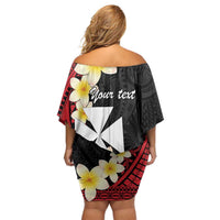 Uvea Chiefdom Wallis and Futuna Personalized Family Matching Off Shoulder Short Dress and Hawaiian Shirt Frangipani Flowers Polynesian Pattern