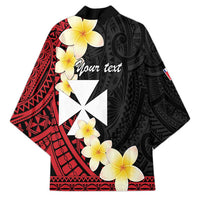 Uvea Chiefdom Wallis and Futuna Personalized Kimono Frangipani Flowers Polynesian Pattern - Polynesian Pride