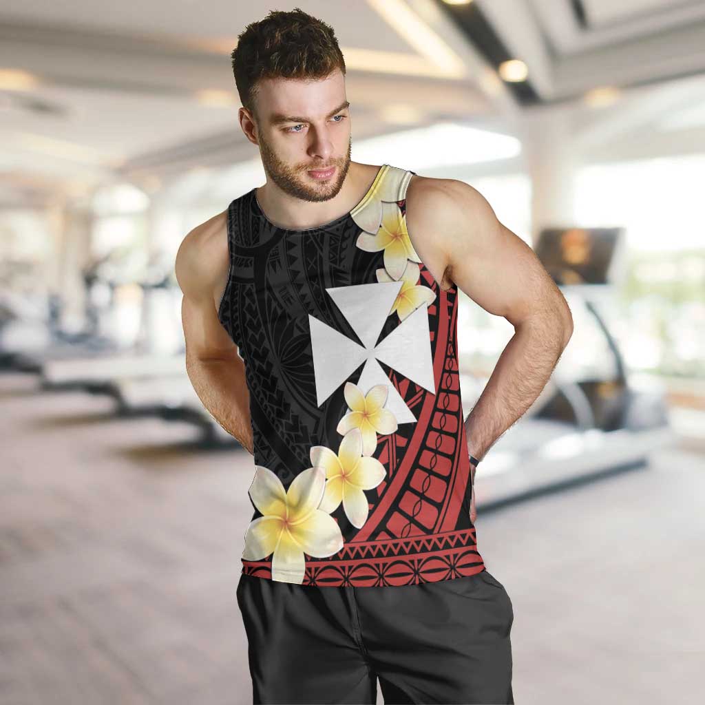Uvea Chiefdom Wallis and Futuna Personalized Men Tank Top Frangipani Flowers Polynesian Pattern