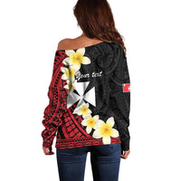Uvea Chiefdom Wallis and Futuna Personalized Off Shoulder Sweater Frangipani Flowers Polynesian Pattern