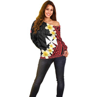 Uvea Chiefdom Wallis and Futuna Personalized Off Shoulder Sweater Frangipani Flowers Polynesian Pattern