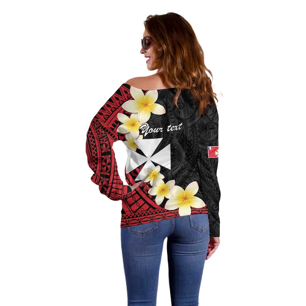 Uvea Chiefdom Wallis and Futuna Personalized Off Shoulder Sweater Frangipani Flowers Polynesian Pattern