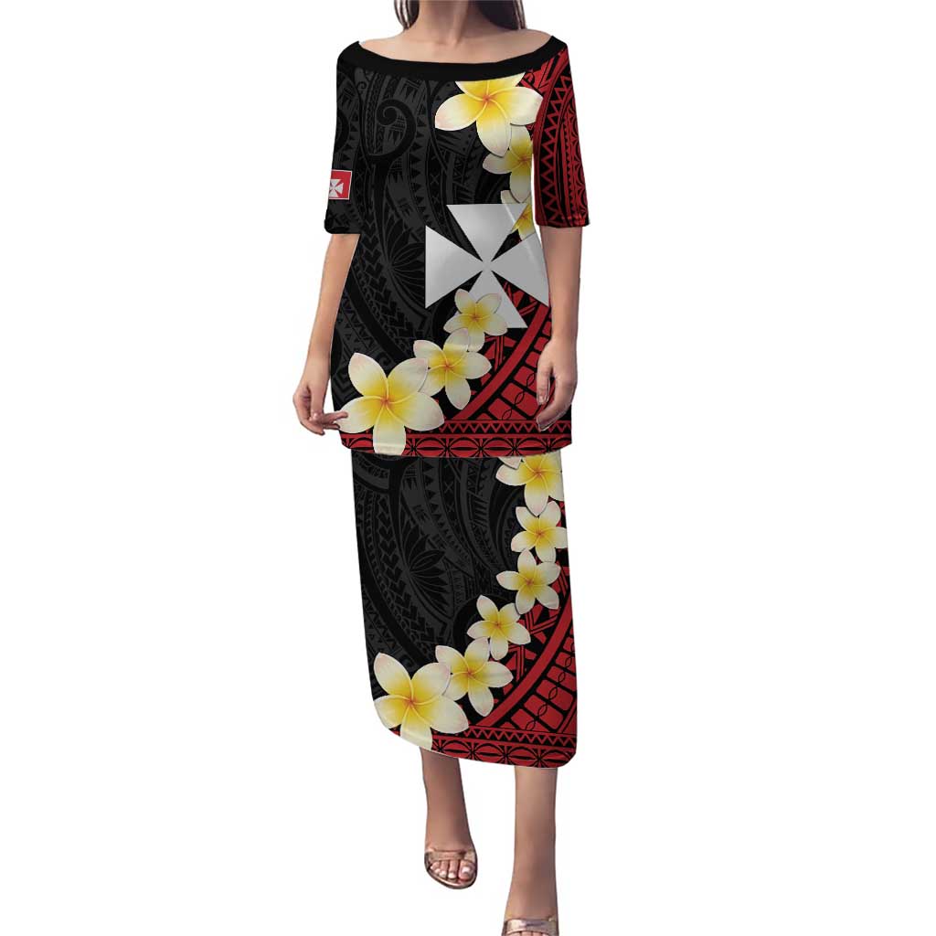 Uvea Chiefdom Wallis and Futuna Personalized Puletasi Frangipani Flowers Polynesian Pattern