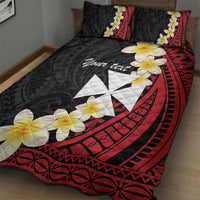 Uvea Chiefdom Wallis and Futuna Personalized Quilt Bed Set Frangipani Flowers Polynesian Pattern