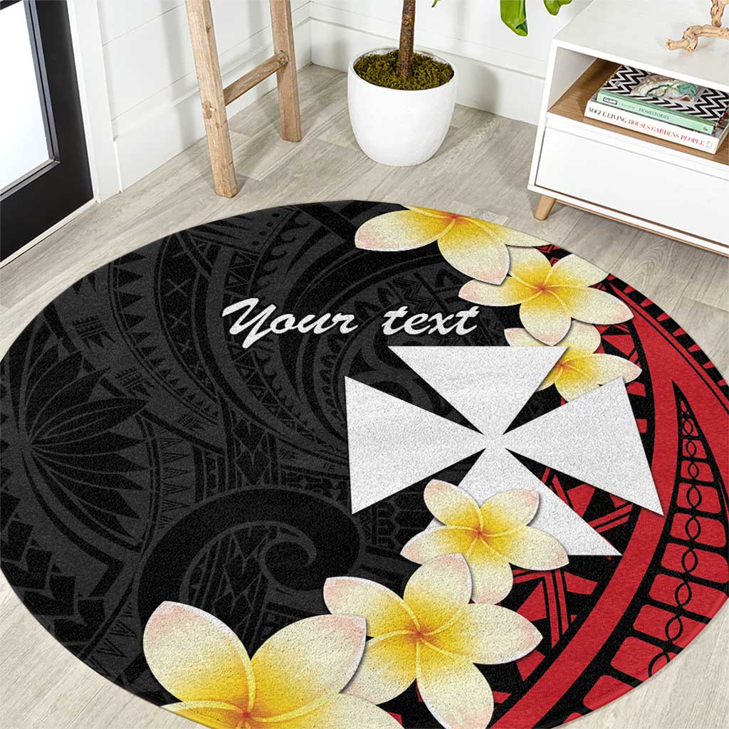 Uvea Chiefdom Wallis and Futuna Personalized Round Carpet Frangipani Flowers Polynesian Pattern