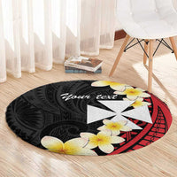 Uvea Chiefdom Wallis and Futuna Personalized Round Carpet Frangipani Flowers Polynesian Pattern