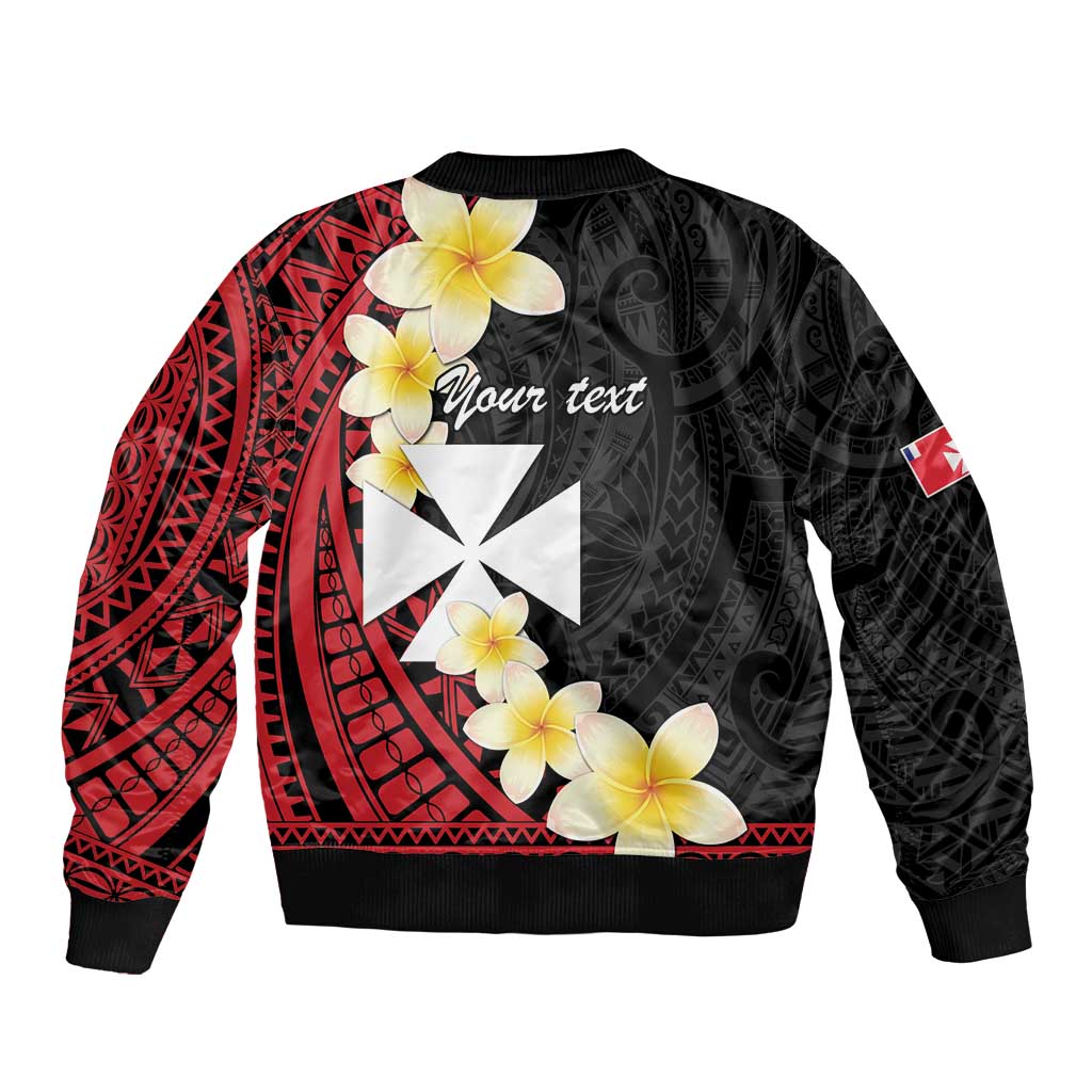 Uvea Chiefdom Wallis and Futuna Personalized Sleeve Zip Bomber Jacket Frangipani Flowers Polynesian Pattern