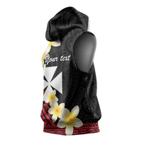 Uvea Chiefdom Wallis and Futuna Personalized Sleeveless Hoodie Frangipani Flowers Polynesian Pattern - Polynesian Pride