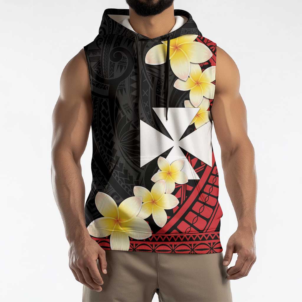 Uvea Chiefdom Wallis and Futuna Personalized Sleeveless Hoodie Frangipani Flowers Polynesian Pattern - Polynesian Pride