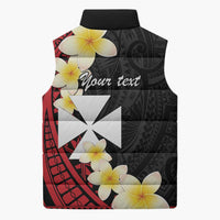 Uvea Chiefdom Wallis and Futuna Personalized Sleeveless Puffer Jacket Frangipani Flowers Polynesian Pattern - Polynesian Pride