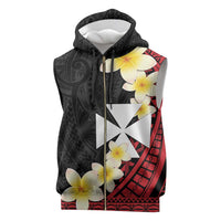 Uvea Chiefdom Wallis and Futuna Personalized Sleeveless Zip Hoodie Frangipani Flowers Polynesian Pattern - Polynesian Pride