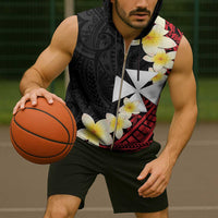 Uvea Chiefdom Wallis and Futuna Personalized Sleeveless Zip Hoodie Frangipani Flowers Polynesian Pattern - Polynesian Pride