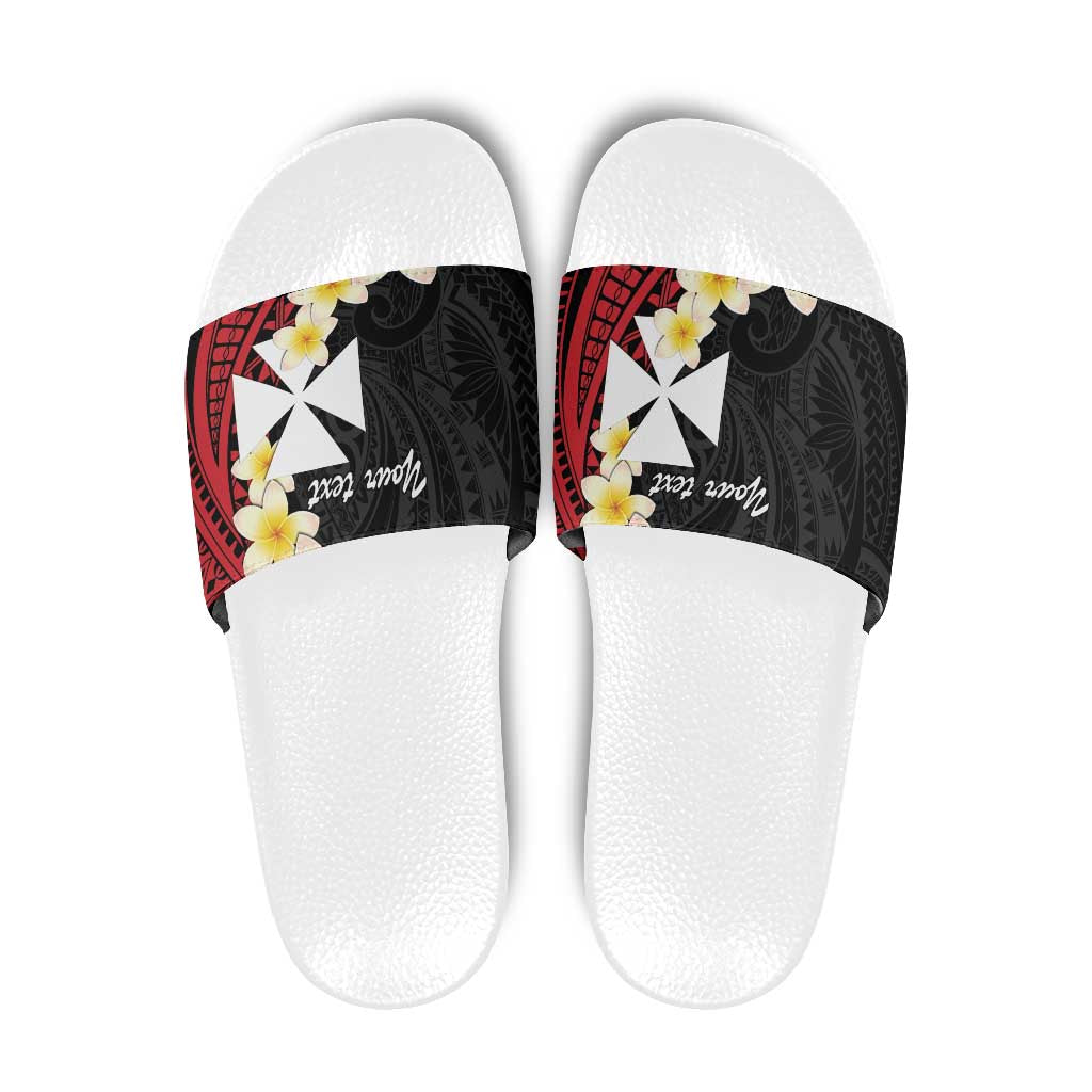 Uvea Chiefdom Wallis and Futuna Personalized Slide Sandals Frangipani Flowers Polynesian Pattern - Polynesian Pride