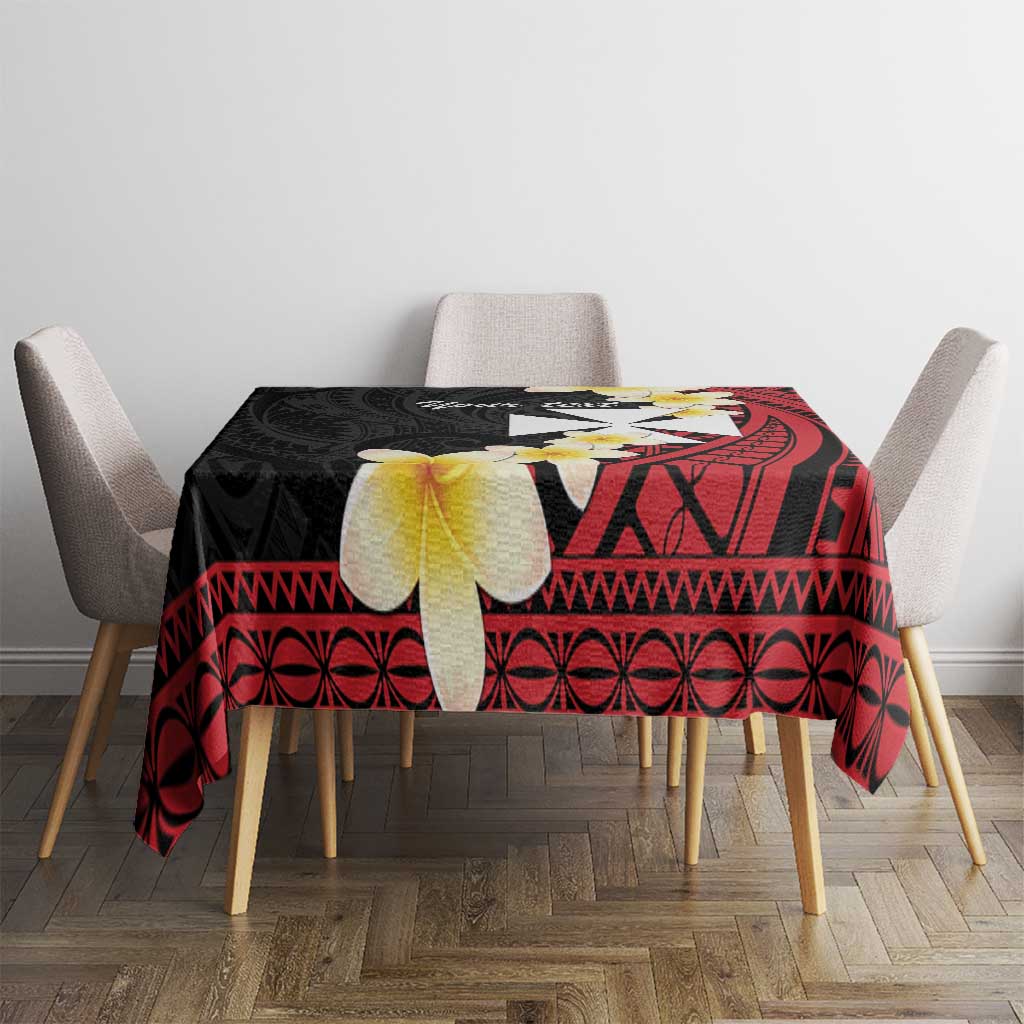 Uvea Chiefdom Wallis and Futuna Personalized Tablecloth Frangipani Flowers Polynesian Pattern
