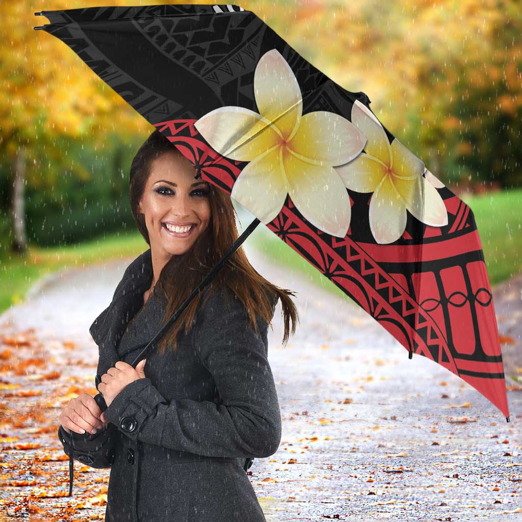 Uvea Chiefdom Wallis and Futuna Personalized Umbrella Frangipani Flowers Polynesian Pattern - Polynesian Pride