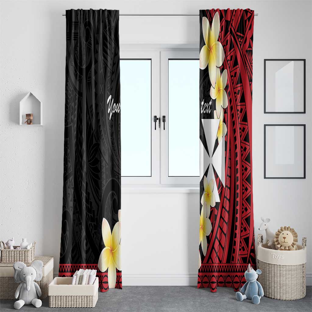 Uvea Chiefdom Wallis and Futuna Personalized Window Curtain Frangipani Flowers Polynesian Pattern