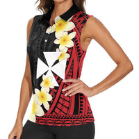 Uvea Chiefdom Wallis and Futuna Personalized Women Sleeveless Polo Shirt Frangipani Flowers Polynesian Pattern
