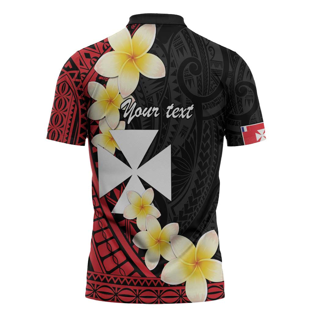 Uvea Chiefdom Wallis and Futuna Personalized Zipper Polo Shirt Frangipani Flowers Polynesian Pattern - Polynesian Pride