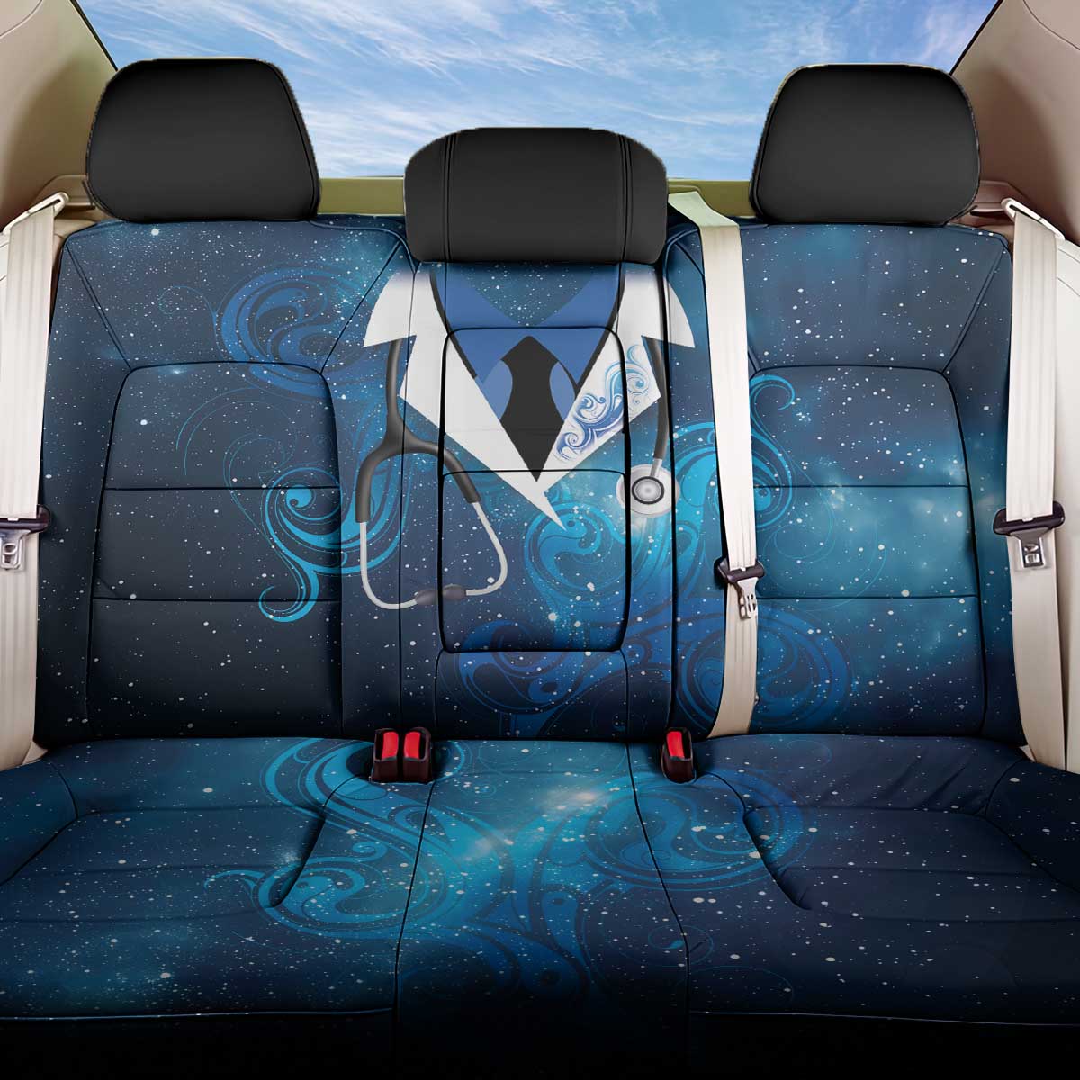 New Zealand Nurses RN Back Car Seat Cover Galaxy Stethoscope Maori Motif