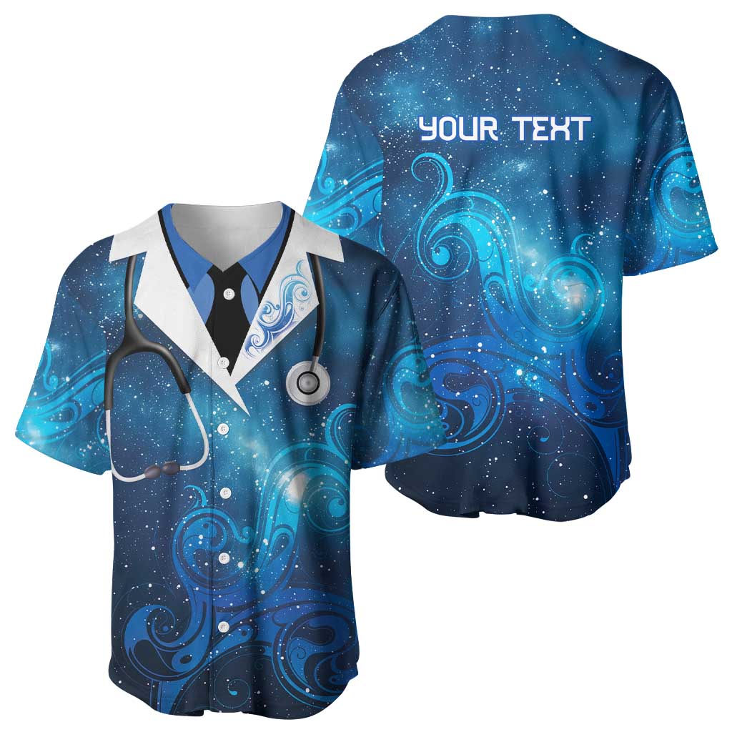 New Zealand Nurses RN Personalised Baseball Jersey Galaxy Stethoscope Maori Motif