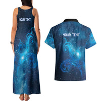 New Zealand Nurses RN Personalised Couples Matching Tank Maxi Dress and Hawaiian Shirt Galaxy Stethoscope Maori Motif