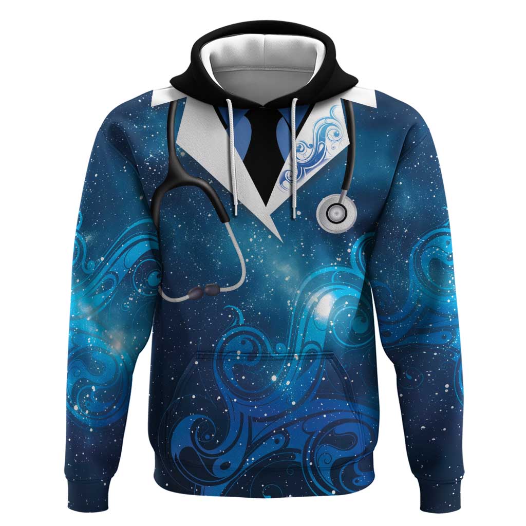 New Zealand Nurses RN Personalised Hoodie Galaxy Stethoscope Maori Motif LT9 Pullover Hoodie Galaxy - Polynesian Pride