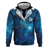 New Zealand Nurses RN Personalised Hoodie Galaxy Stethoscope Maori Motif LT9 Pullover Hoodie Galaxy - Polynesian Pride