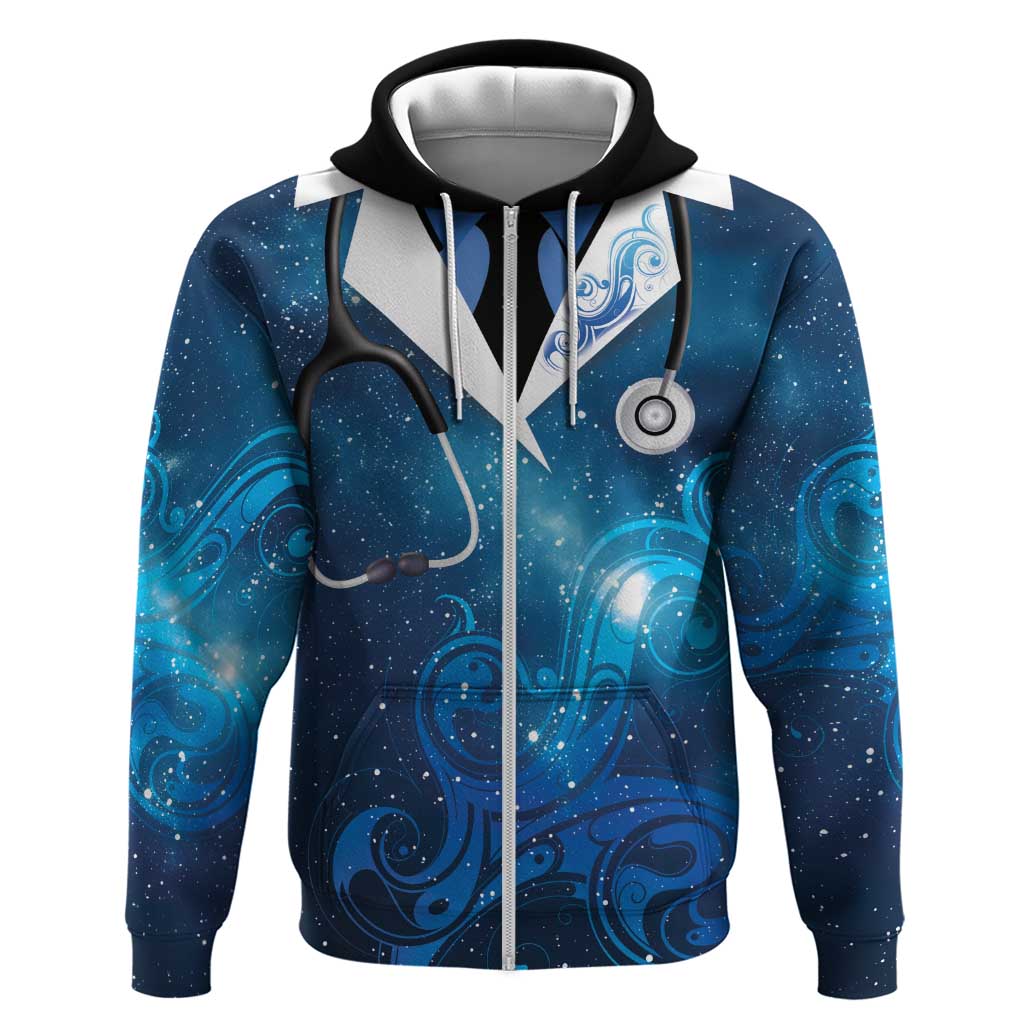 New Zealand Nurses RN Personalised Hoodie Galaxy Stethoscope Maori Motif LT9 Zip Hoodie Galaxy - Polynesian Pride