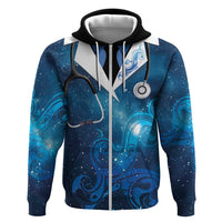 New Zealand Nurses RN Personalised Hoodie Galaxy Stethoscope Maori Motif LT9 Zip Hoodie Galaxy - Polynesian Pride