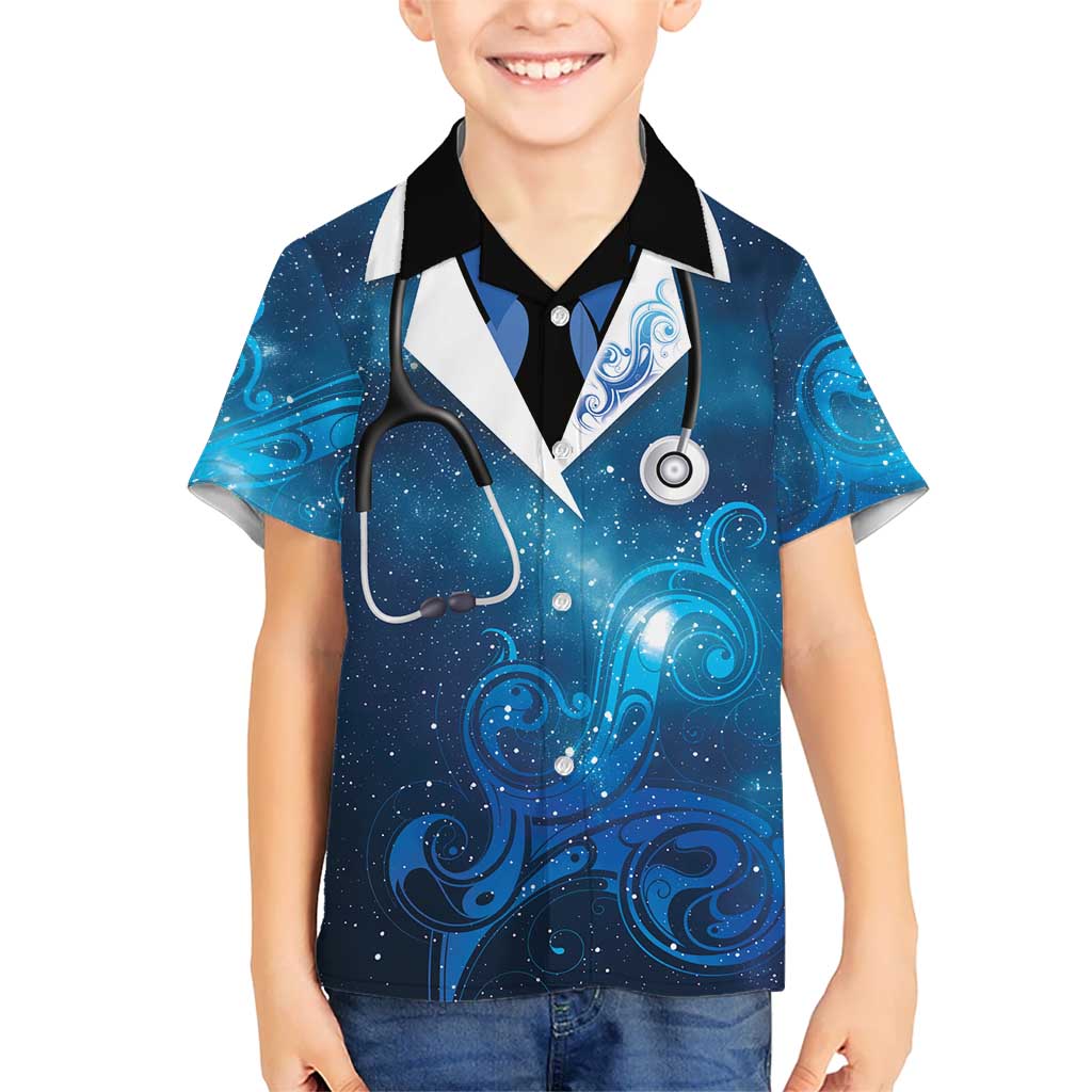 New Zealand Nurses RN Personalised Kid Hawaiian Shirt Galaxy Stethoscope Maori Motif LT9 Kid Galaxy - Polynesian Pride