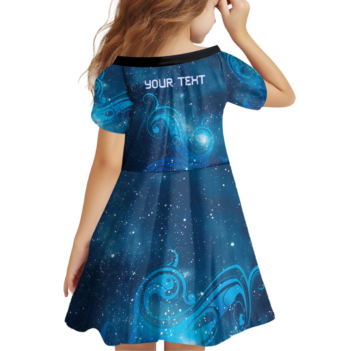 New Zealand Nurses RN Personalised Kid Short Sleeve Dress Galaxy Stethoscope Maori Motif LT9 - Polynesian Pride