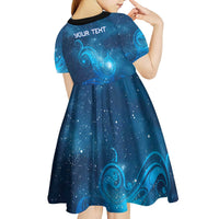 New Zealand Nurses RN Personalised Kid Short Sleeve Dress Galaxy Stethoscope Maori Motif LT9 - Polynesian Pride