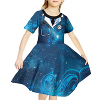 New Zealand Nurses RN Personalised Kid Short Sleeve Dress Galaxy Stethoscope Maori Motif LT9 - Polynesian Pride