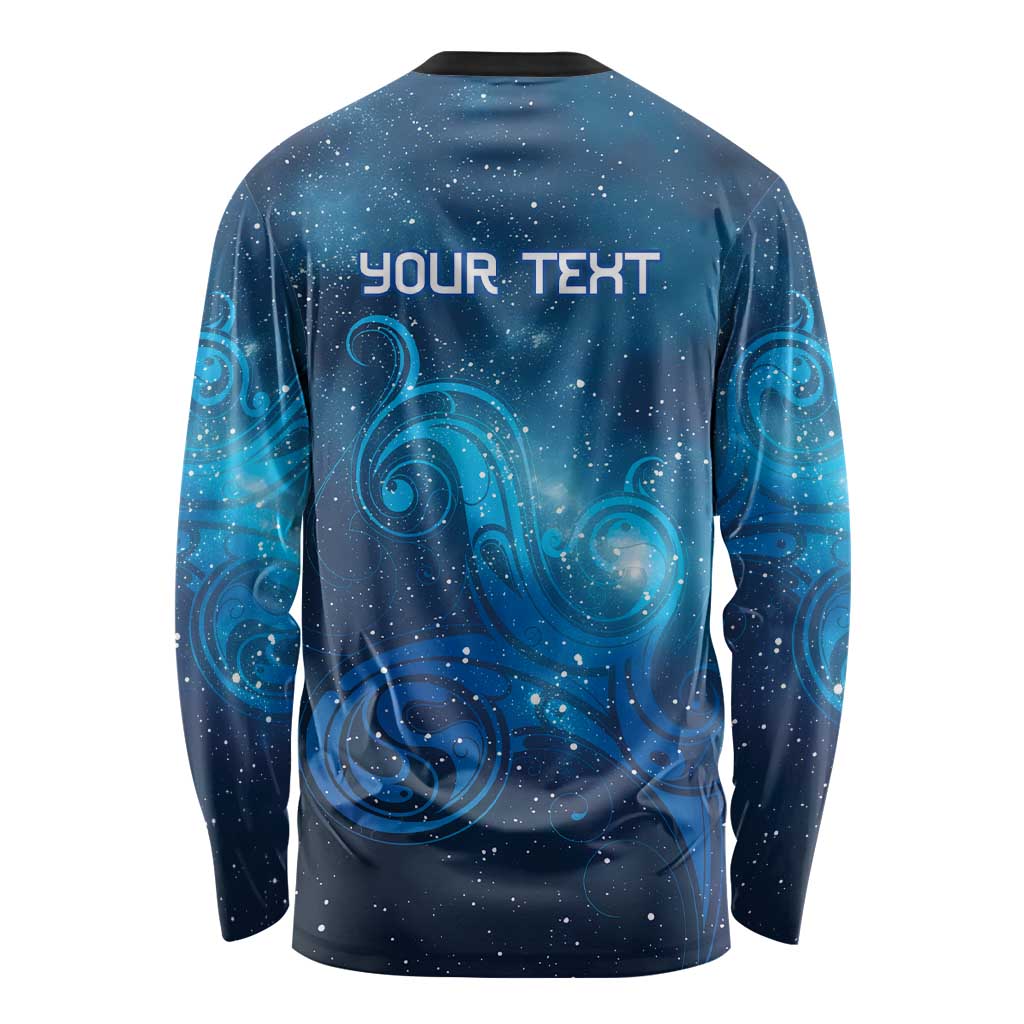 New Zealand Nurses RN Personalised Long Sleeve Shirt Galaxy Stethoscope Maori Motif